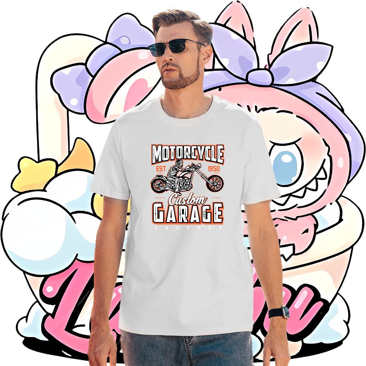 Cool Men Tshirts Sport 230g Cotton DIY Printed Crew Neck Breathable motorbike Mens T Shirts Fashion New Polos