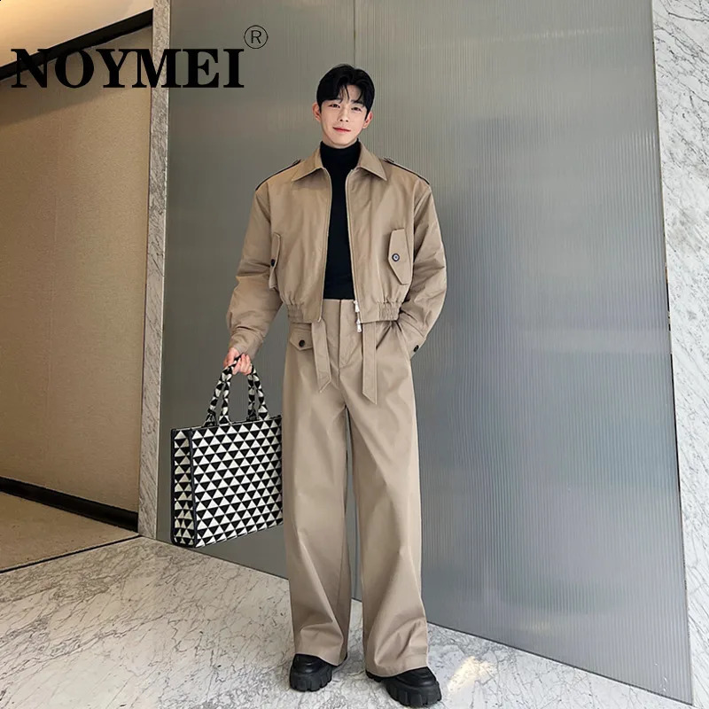 NOYMEI Solid Color Korean Style Work Suit Short Cotton Jacket Two Piece Fashion Set Two Color WA3175 240819
