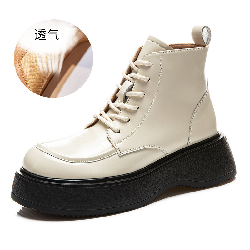 Ddmysports Foam Genuine Leather Martin Women In Autumn New Thick Soled High Rise Short Boots For Casual And Versatile S Trend OUTDOOR