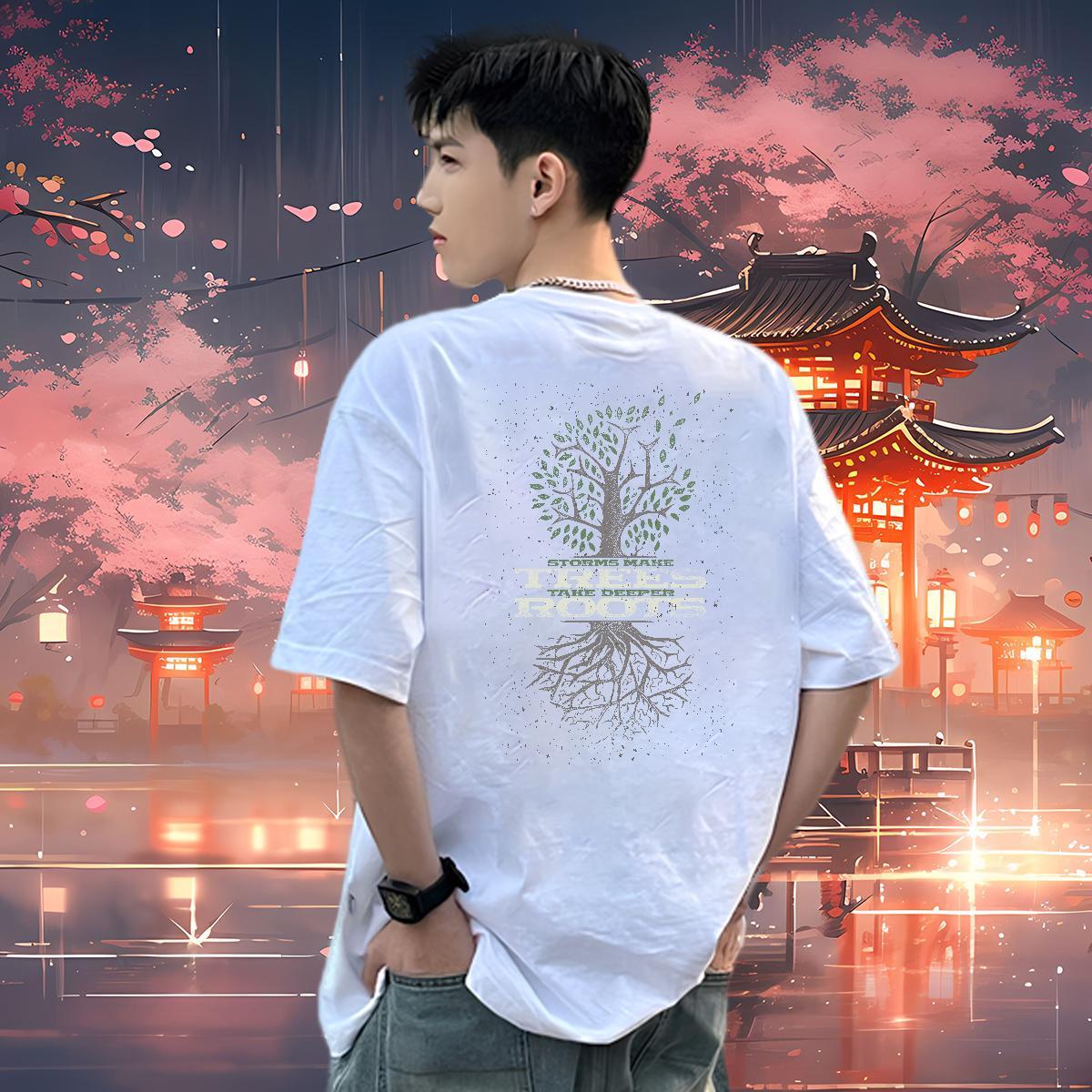Custom Tshirts tree Casual 100% Cotton 230g Tops Shirt Breathable Short Sleeve Cool T Shirts Men Custom Printed