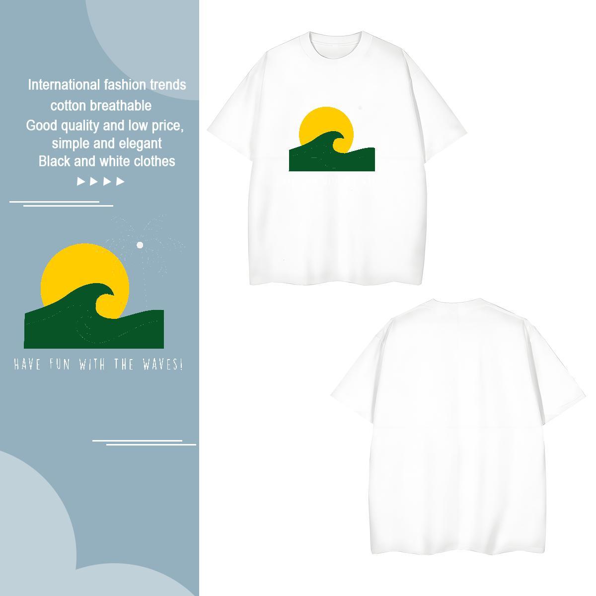 Brand sea 230g Pure Cotton Mens Tshirts Daily Outfit Short Sleeve Soft T-Shirts for Men 2024 Summer Cartoon Print Top Tees