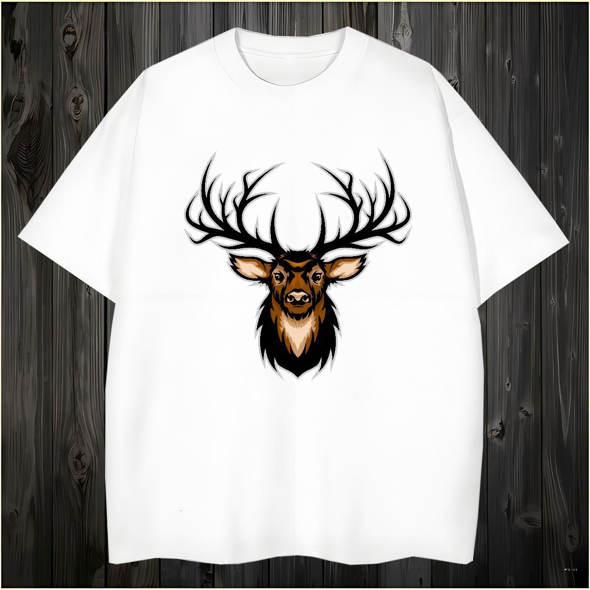 Soft Man T Shirts deer Crew Neck Daily Wear Oversized 100% Cotton 230g Men Tops Tees Fashion Design Tops Shirt