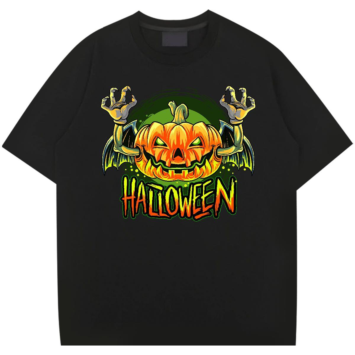 Loose T-Shirts pumpkin Short Sleeve O-Neck Street wear Hip Hop Plus Size Custom 230g 100% Cotton Couples T Shirts Casual New Tshirts