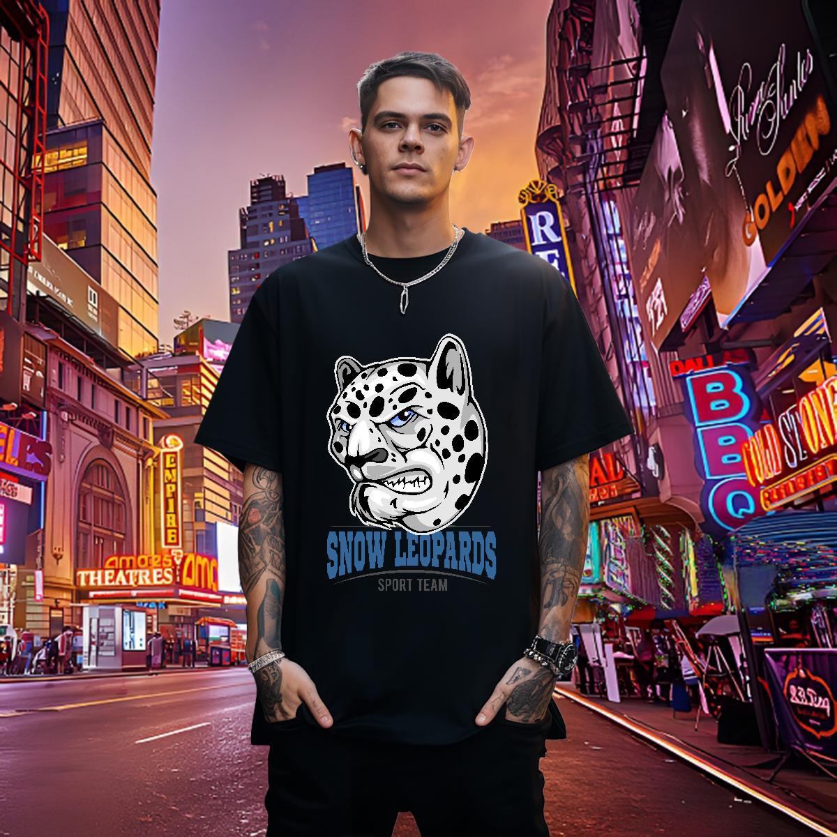 Cool Design T shirt leopard Breathable Summer Casual DIY Logo Oversized 100% Cotton 230g Men Tshirts New Designer Polos