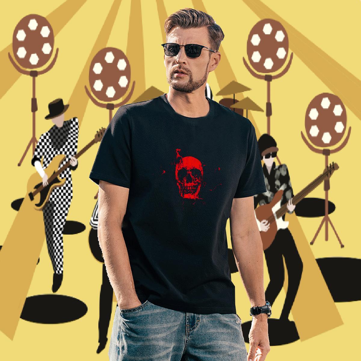Designer skull Men Tees 230g 100% Cotton Men T Shirts Skull Street wear Hip Hop Breathable Soft Brand Tee Shirt