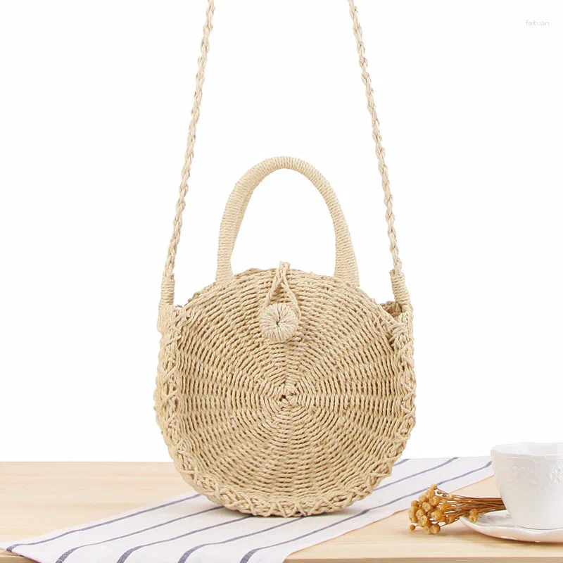 2025 NEW Shoulder Bags Vacation Beach Handmade Round Handheld Dual Purpose Casual Grass Woven Bag zhanyishengli