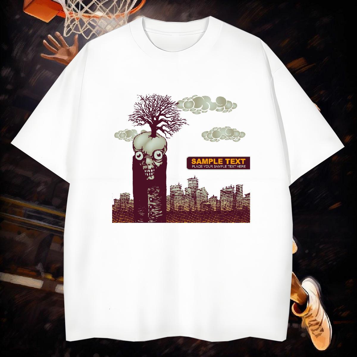 Men T Shirts 230g Cotton scary Street Casual Short Sleeve O-Neck Custom Print Plus Size Men Clothes T-Shirt DIY Customized Popular Tees