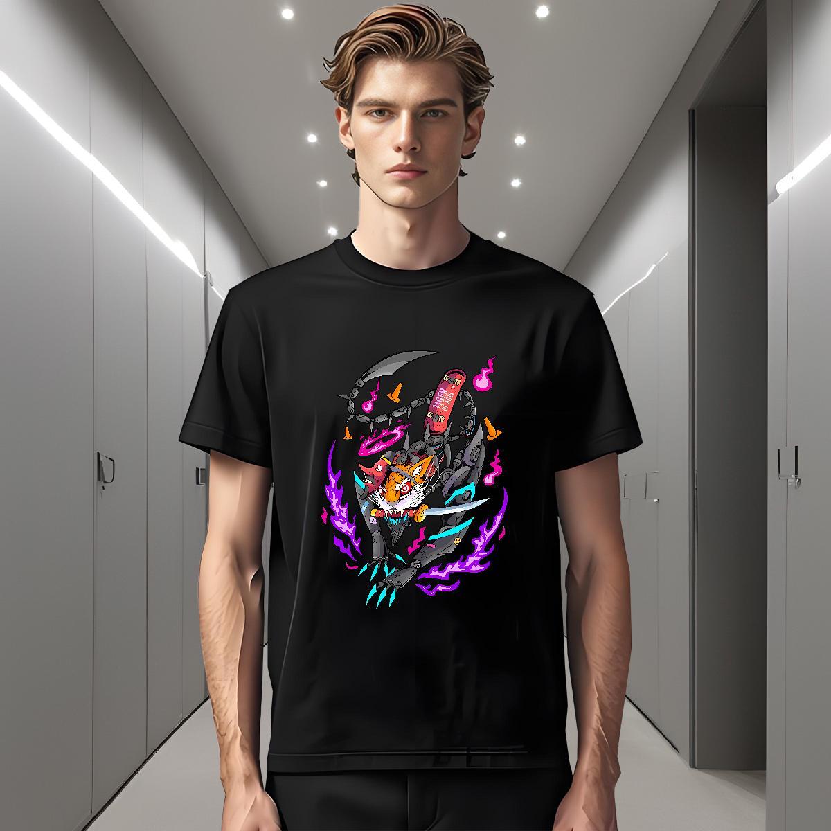Men T Shirts 230g Cotton cartoon Hip Hop Street O Neck Short Sleeves Oversized Men Tshirts Classic Casual Cool Top Tees