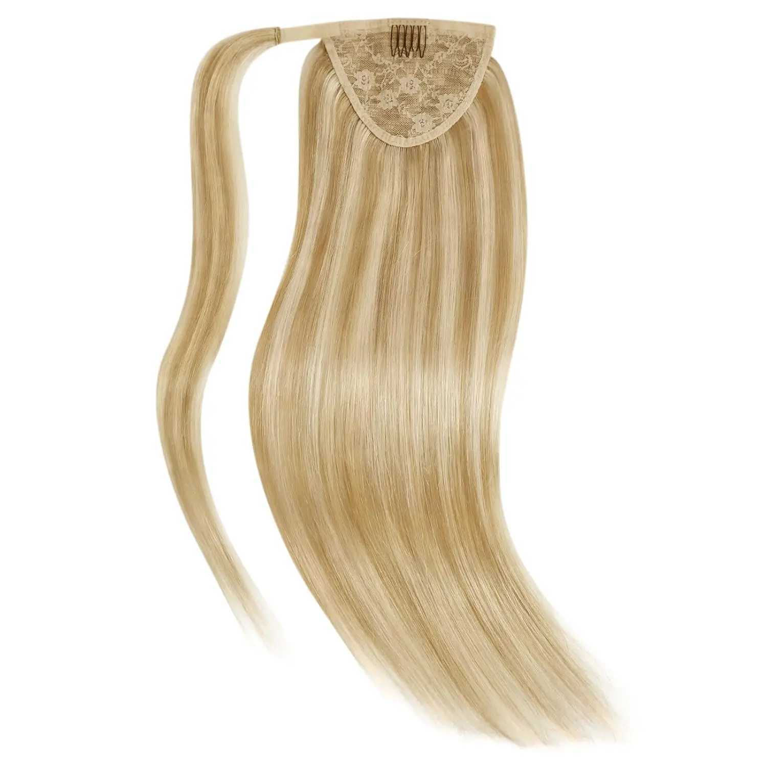 VeSunny human hair ponytail light blonde blend golden real hair ponytail extension high gloss golden ponytail hair 80g W240817