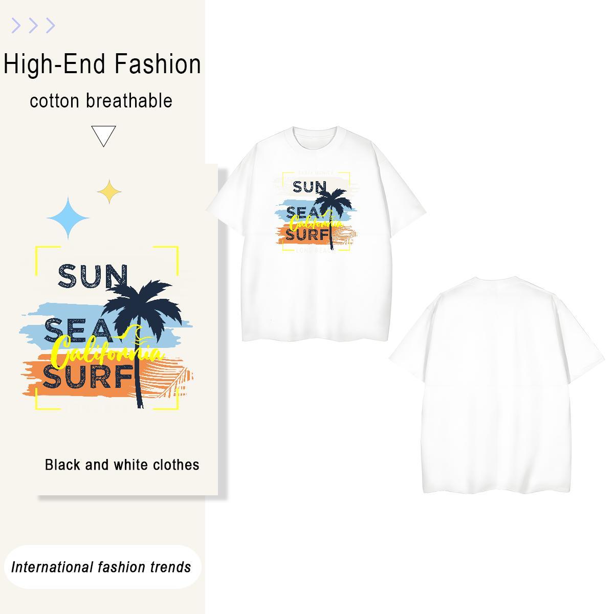 Wholesale tree 230g Pure Cotton Men Tops Tees Casual Daily Wear Crew Neck Men T Shirts Designer Fashion Floral Print Tshirts