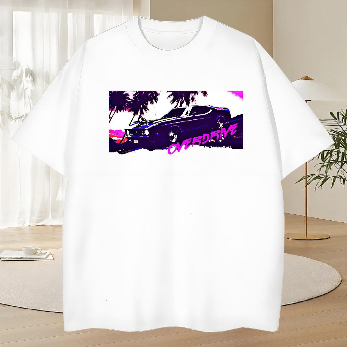 Classic Tshirt for Man Woman Casual Beach 100% Cotton 230g Plus Size Cartoon Crew Neck Breathable car Men T Shirts Fashion Design Tops Tees