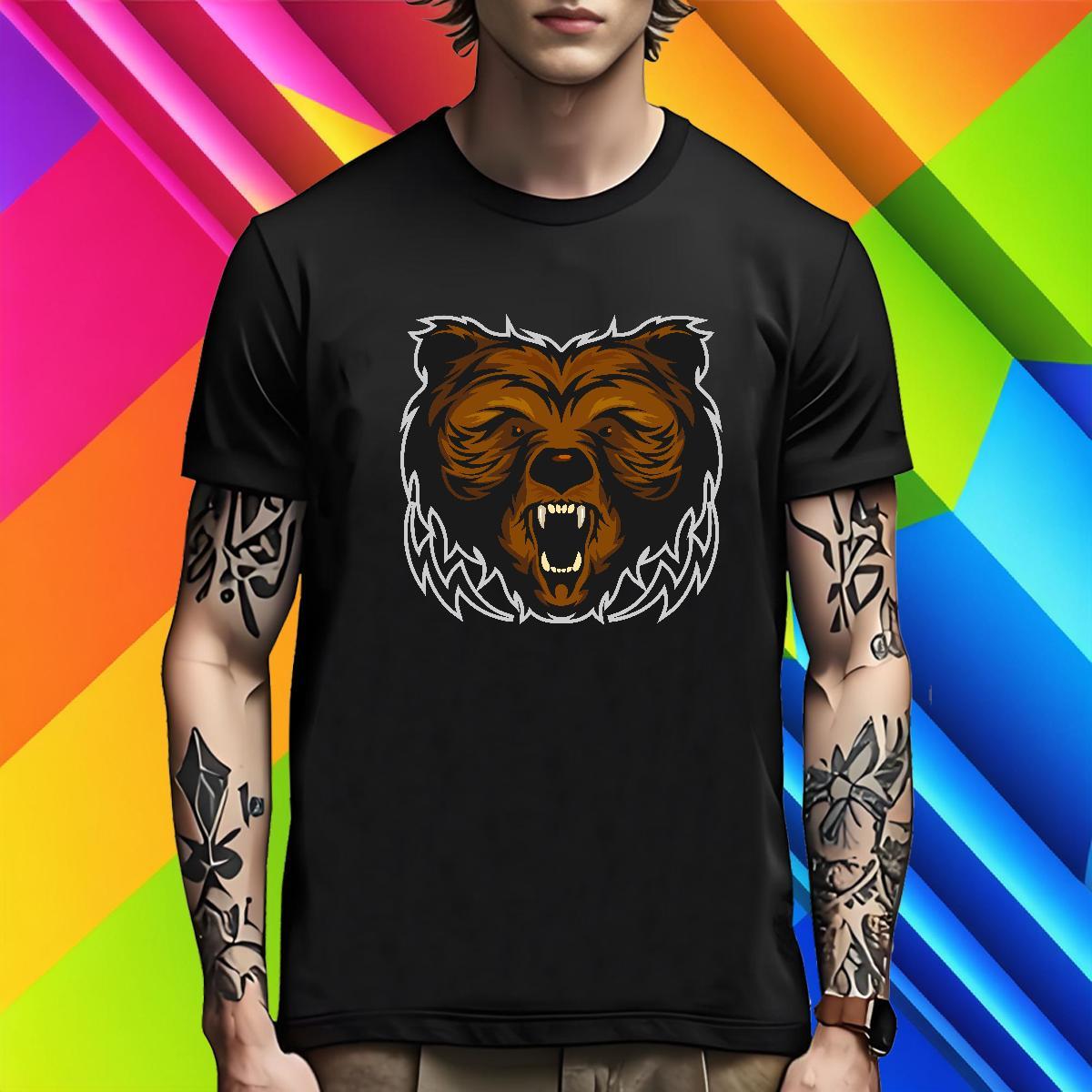 Comfortable T Shirt For Man bear Pure Cotton Hip Hop Street Black White 230g Pure Cotton Tshirts Custom Tops Shirt
