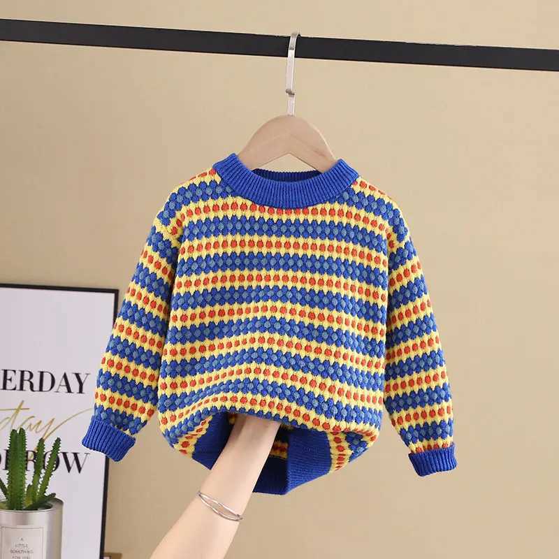 New baby mens warm autumn and winter childrens sweaters knitted sweaters womens colorful striped sweaters W240820