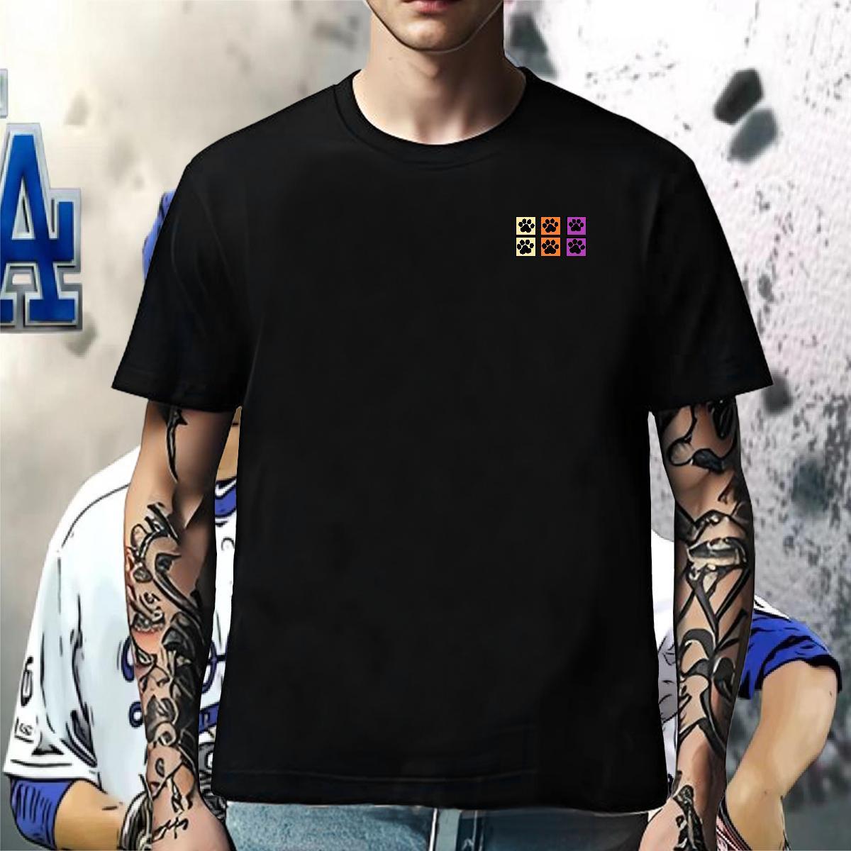 Fashion Casual Men Tshirts dog's paw Street Wear 230g 100% Cotton Clothes Breathable Short Sleeve Loose Fit T shirt Plus Size Custom