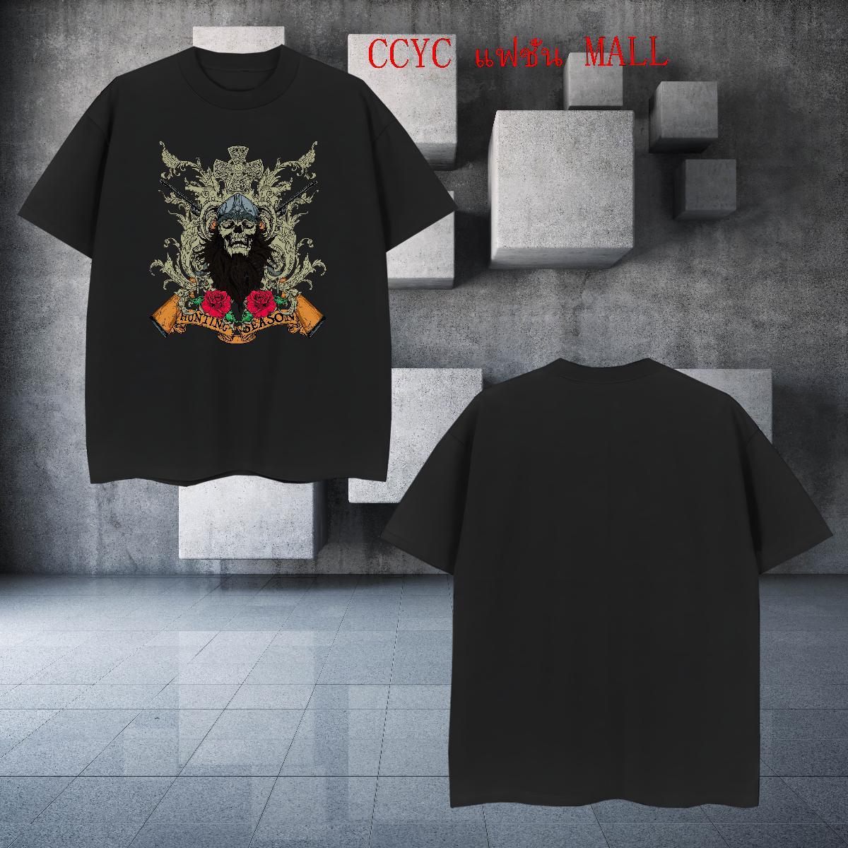 Loose Fit T Shirt For Man flower Round Neck Short Sleeve Casual Plus Size Cartoon 100% Cotton 230g Men Tops Tees Fashion Casual Tees Shirts