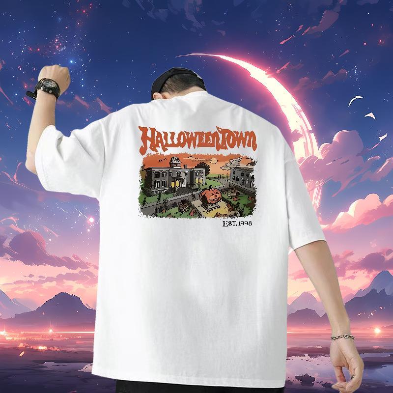 Customized Men Tops Tees pumpkin Street Wear 230g 100% Cotton Tshirts Short Sleeve O-Neck High Quality T Shirt For Man DIY Anime