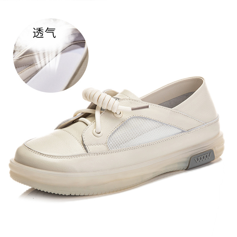 Ddmysports Top Layer Cowhide Small White In The Summer Of New Casual Mesh Style Two Single Women One Wearing Genuine Leather Shoes For OUTDOOR