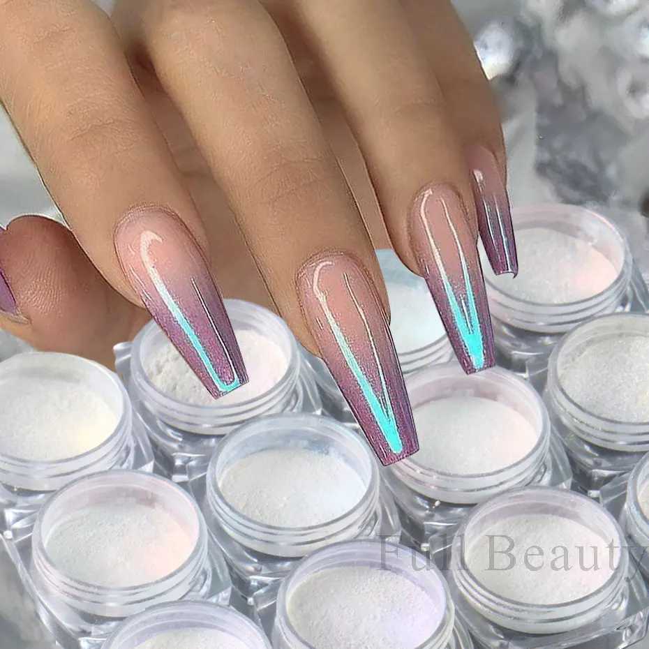 12pcs Aurora Pearl Nail Glitter Powder Mirror Effect Pigment Chrome Rubbing Dip Fine Dust Gradient Manicure Decoration LAF-031XJ240815