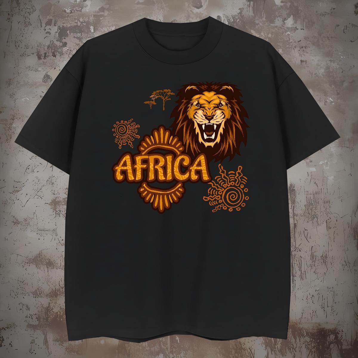 Designer T Shirts Men Africa lion Breathable Crew Neck Street wear Hip Hop Plus Size Custom 230g Pure Cotton Men Clothes T-Shirt Classic Wear
