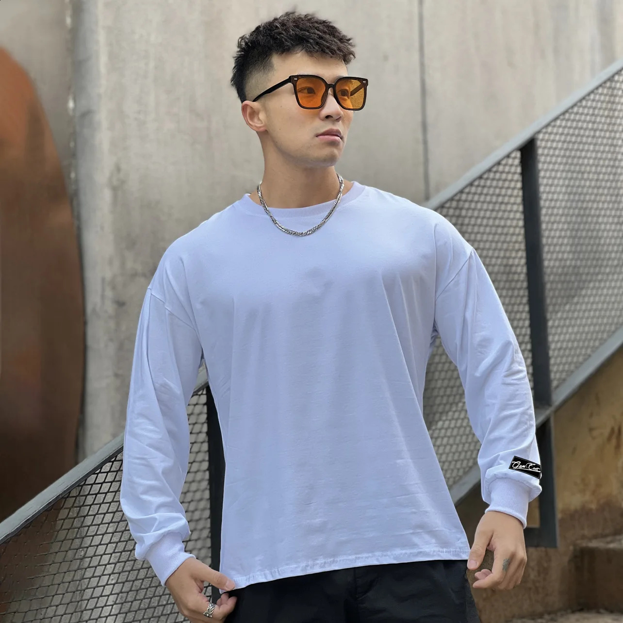 Autumn Long Sleeve T Shirt For Men Fashion Cotton Solid Color T-shirts Cozy Streetwear Mens T-shirt 3xl Baggy Korean Trendy 240820