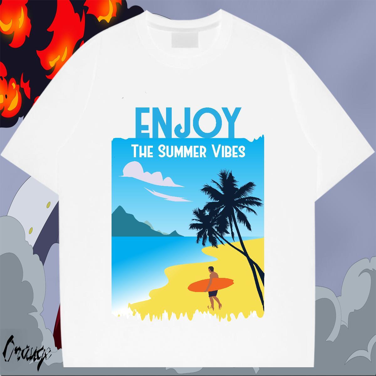 Popular Men Tops Tees Anime Printing Street 230g 100% Cotton Oversized 4XL Breathable Crew Neck beach Mens T Shirts New Arrival Clothes