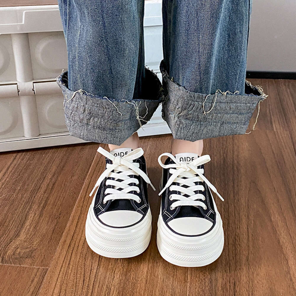 Ddmysports Cream Two On Thick Soled Canvas For Women Thin Style Summer New Collection Chic Niche Design Half Drag One Foot White Shoes OUTDOOR