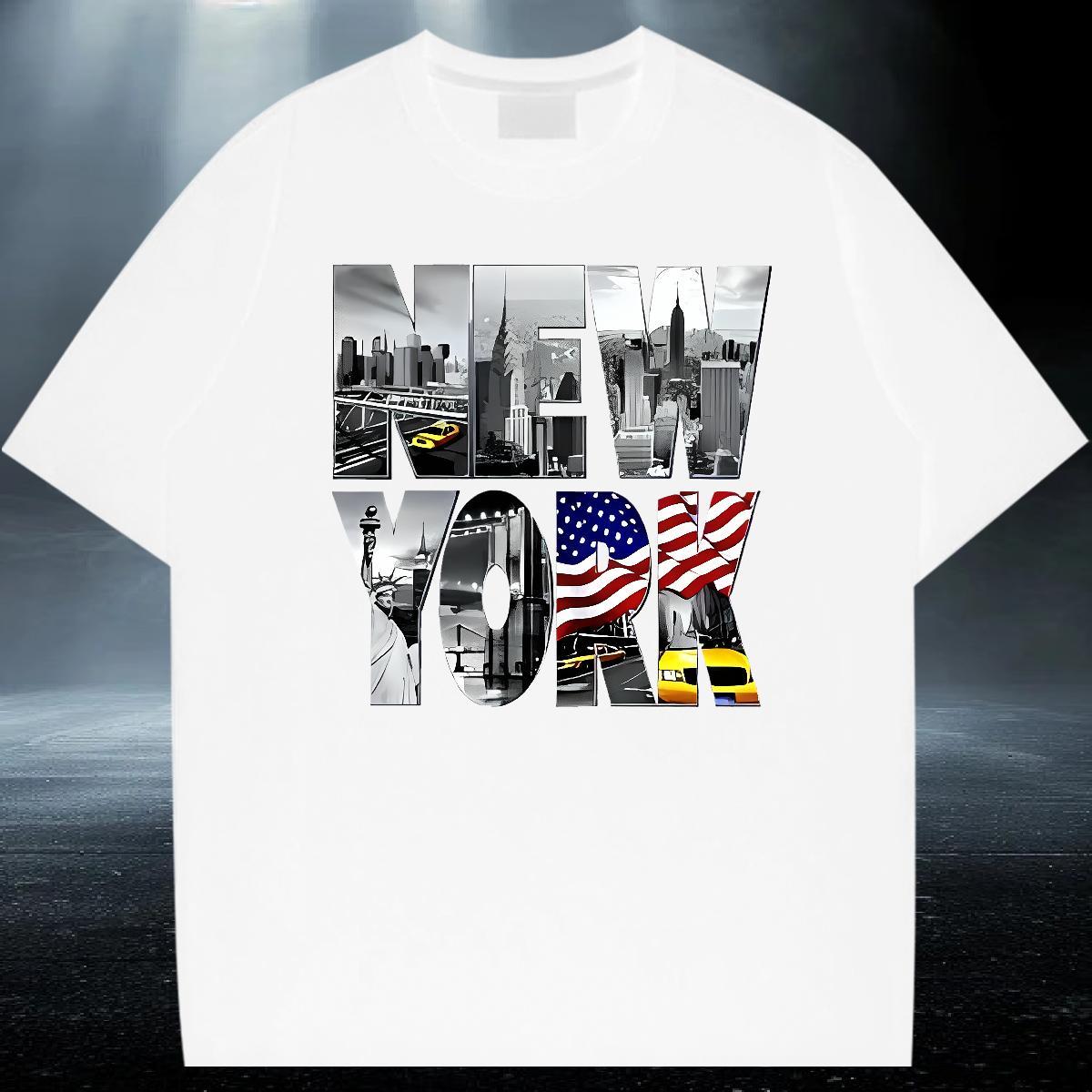 High Quality Men Clothes T-Shirt Casual 100% Cotton 230g Custom Printed Breathable Crew Neck New York Man T Shirts 2024 DIY Tops