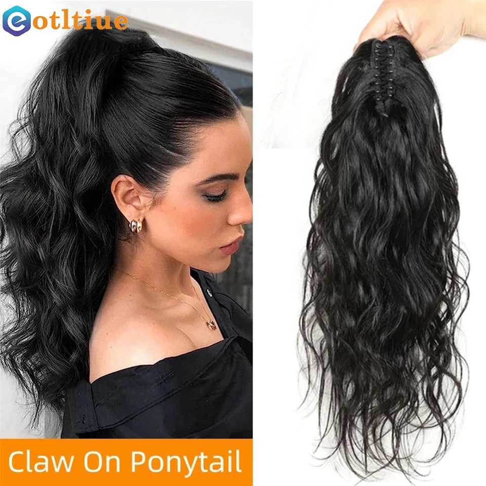 8-28 inches body wave claw ponytail human hair Brazilian hair ponytail clip hair natural black female W240817