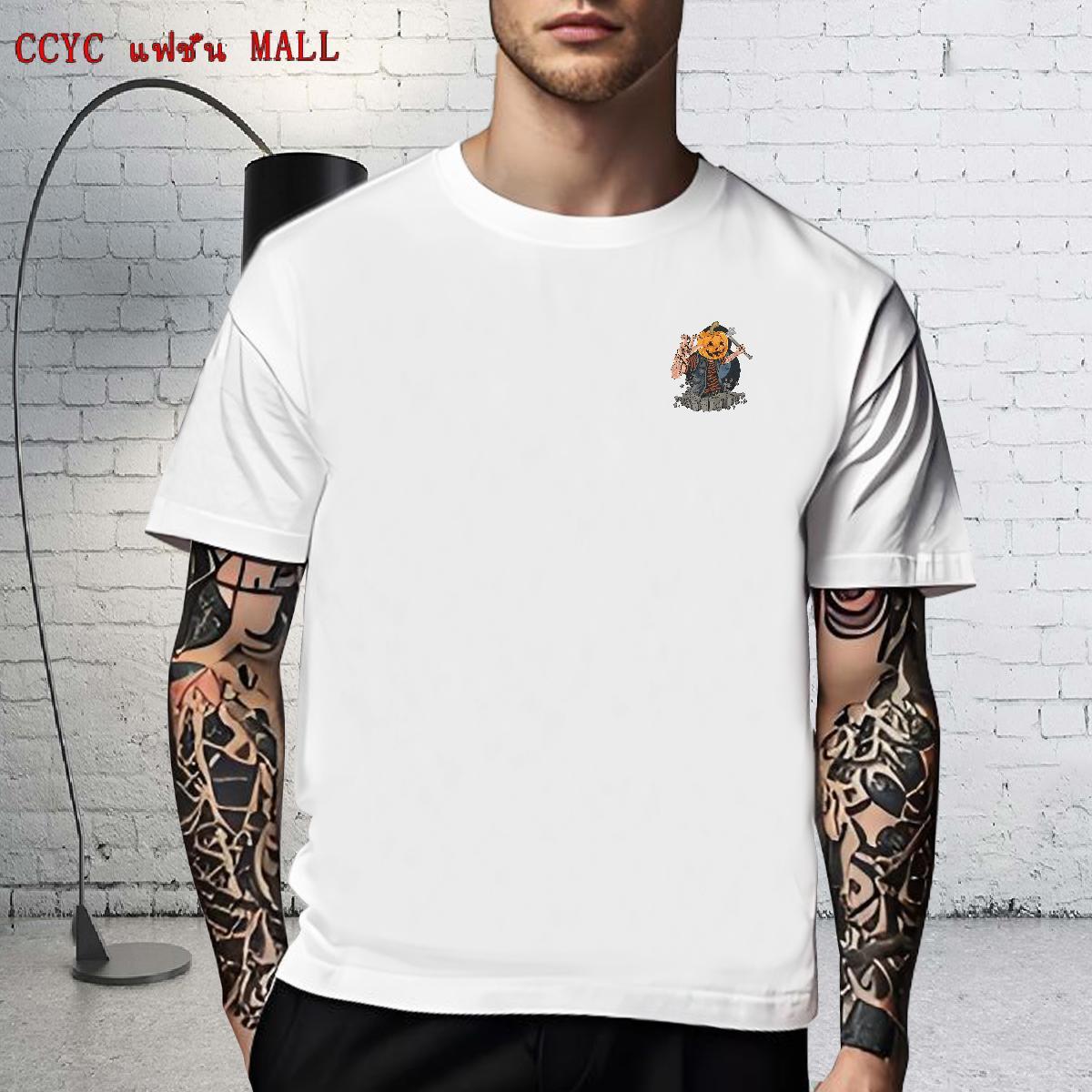 Free Shipping Men Tees pumpkin Spring Summer 230g Cotton Tee Shirt Breathable Short Sleeve Cool Design T shirt Plus Size Cartoon