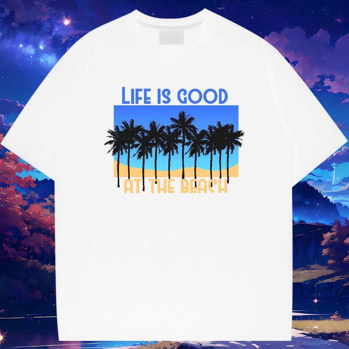 Cool sea 100% Cotton 230g Men Tees Sports Casual Round Neck Short Sleeve T Shirt For Man 2024 Asian Size Polos