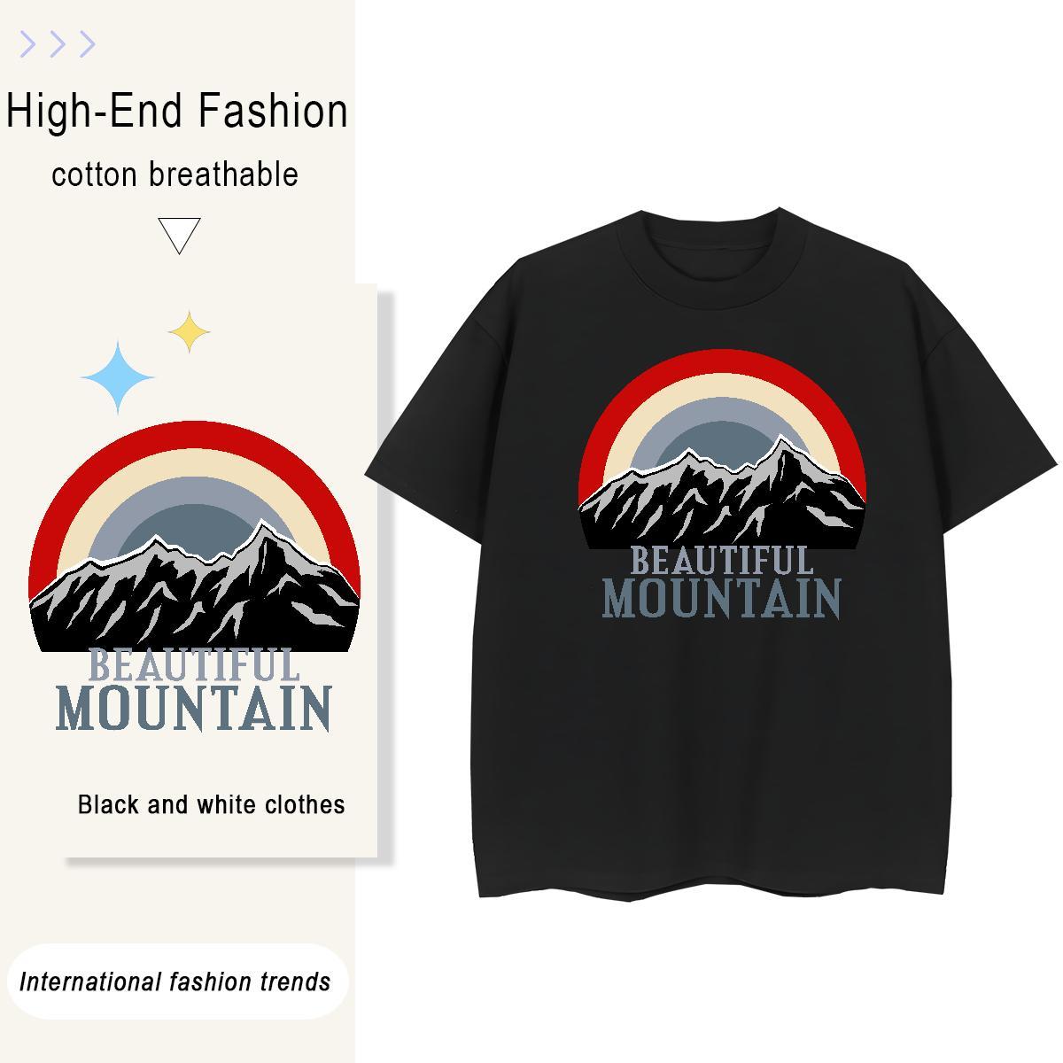 2024 Women Tshirts Casual Sport Breathable Crew Neck Wear Free Shipping 230g Cotton mountains Floral Print T Shirts Women