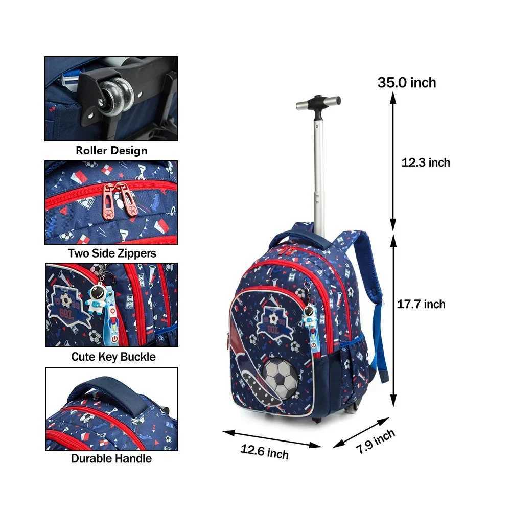 Kids School Bags Children Rolling Backpack Kids Trolley Bag Boy School Backpack Wheeled Bag Children Trolley Backpack Wheels Y240820
