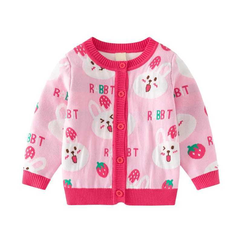 Jumping Meters 3-7T Autumn Winter Girls Sweater Orange Childrens Clothing Long Sleeve Button Baby Clothing W240820