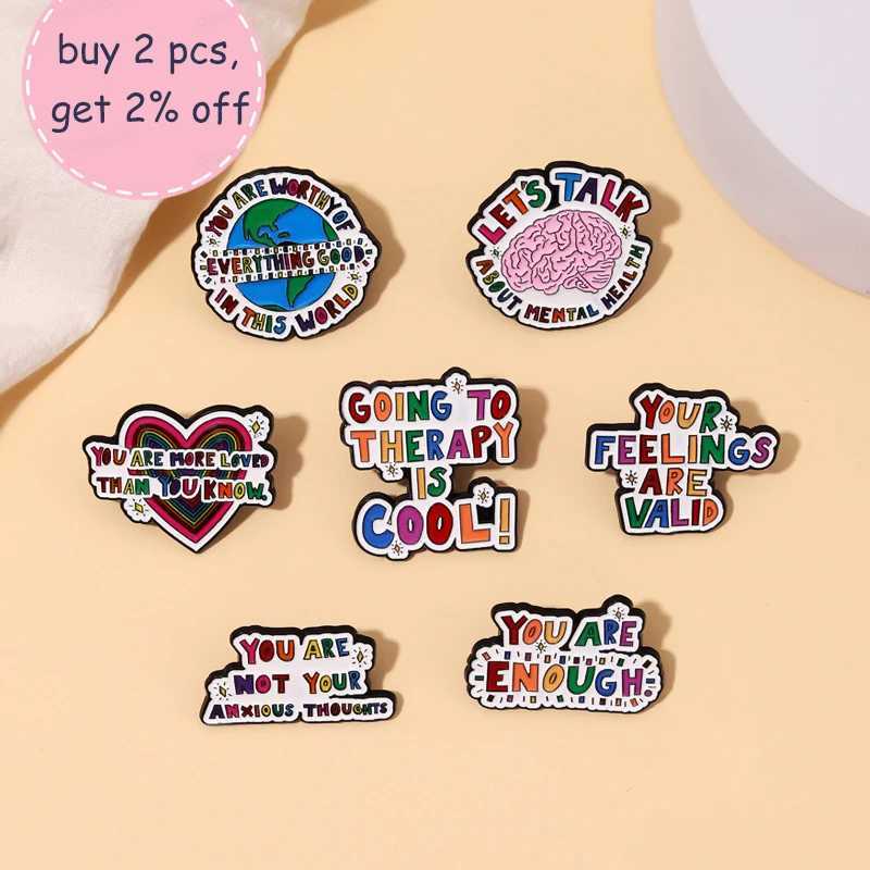 Your feelings are effective enamel pins mental health brain Brooch creative cool text badges trend lapels jewelry gifts to give to friends W240815
