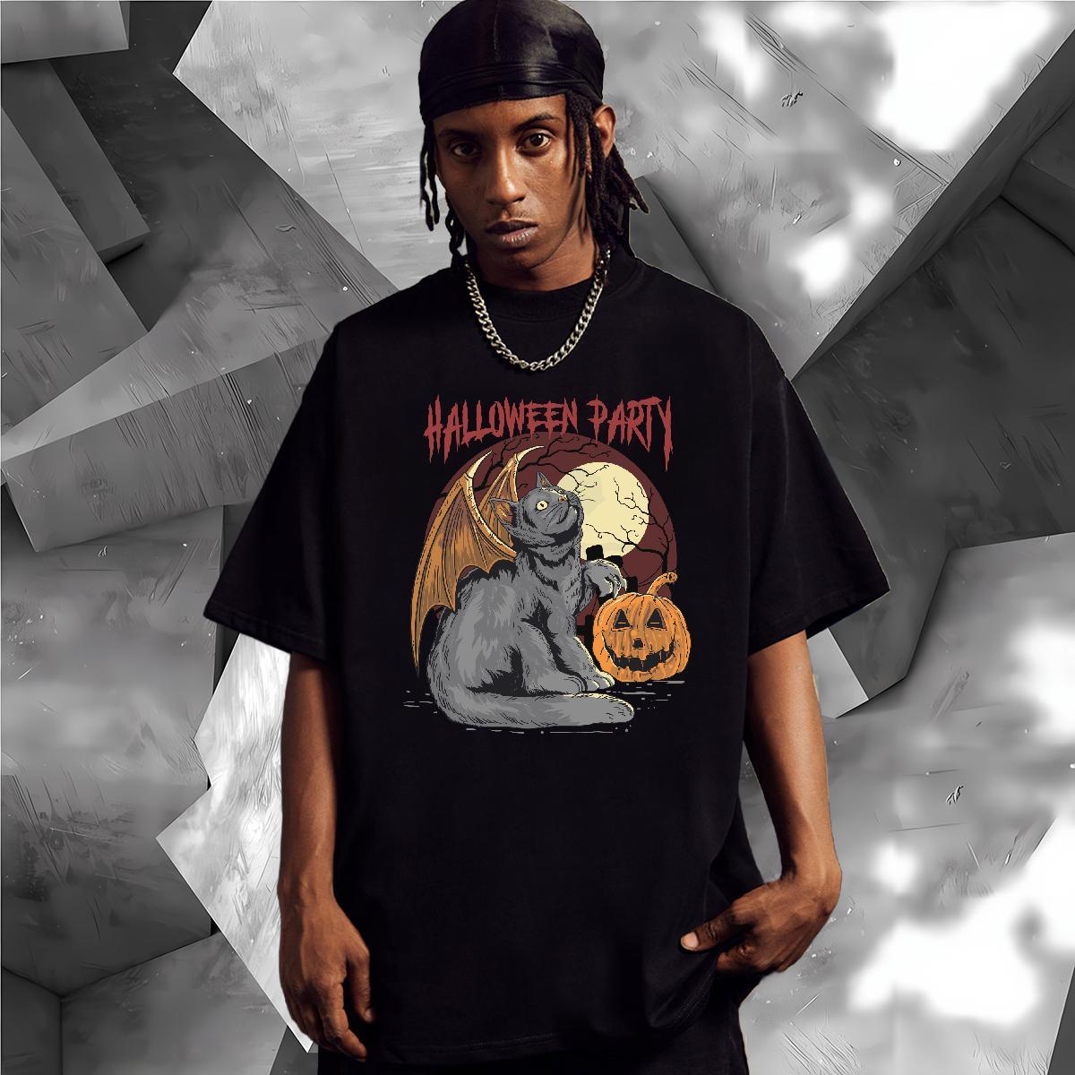 Free Shipping Men T Shirts pumpkin Round Neck Short Sleeve Daily Outfit Custom Print Oversized 230g Cotton Men Tops Tees 2024 Wear