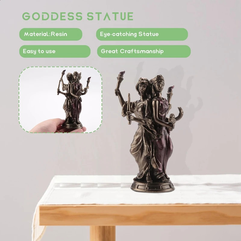 Retro Greek Three Goddesses Resin Statue in Forms Hecate Goddess Sculpture Craftsmanship Home Desktop Decoration 240819