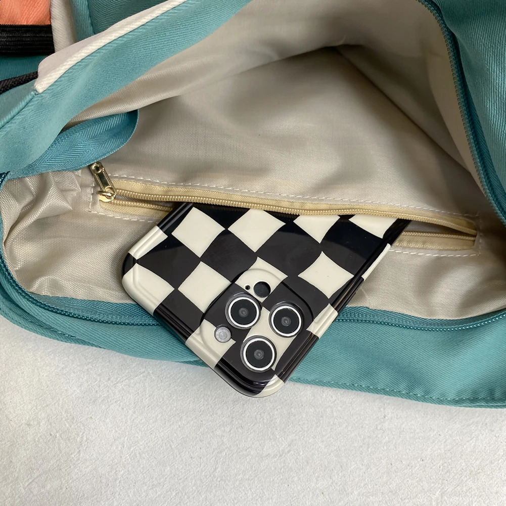 Unisex Casual Shoulder Bag Large Capacity Leisure Sling Bag Contrast Color Nylon Satchel Bag for College Travel Business 240819