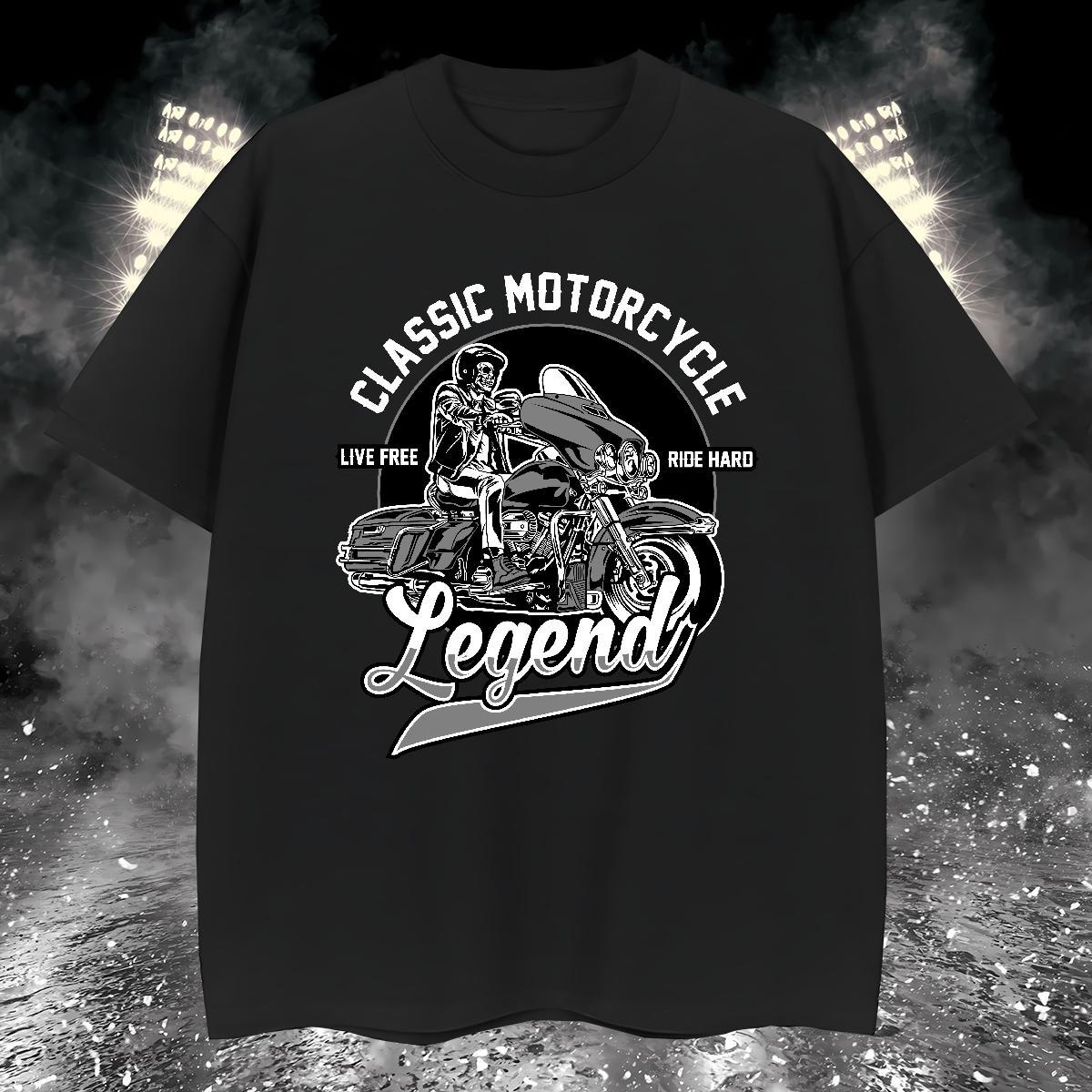 Cool motorbike T-Shirts Casual Men Tees 230g Cotton 2024 New Short Sleeve Soft Oversized 3XL 4XL Polos