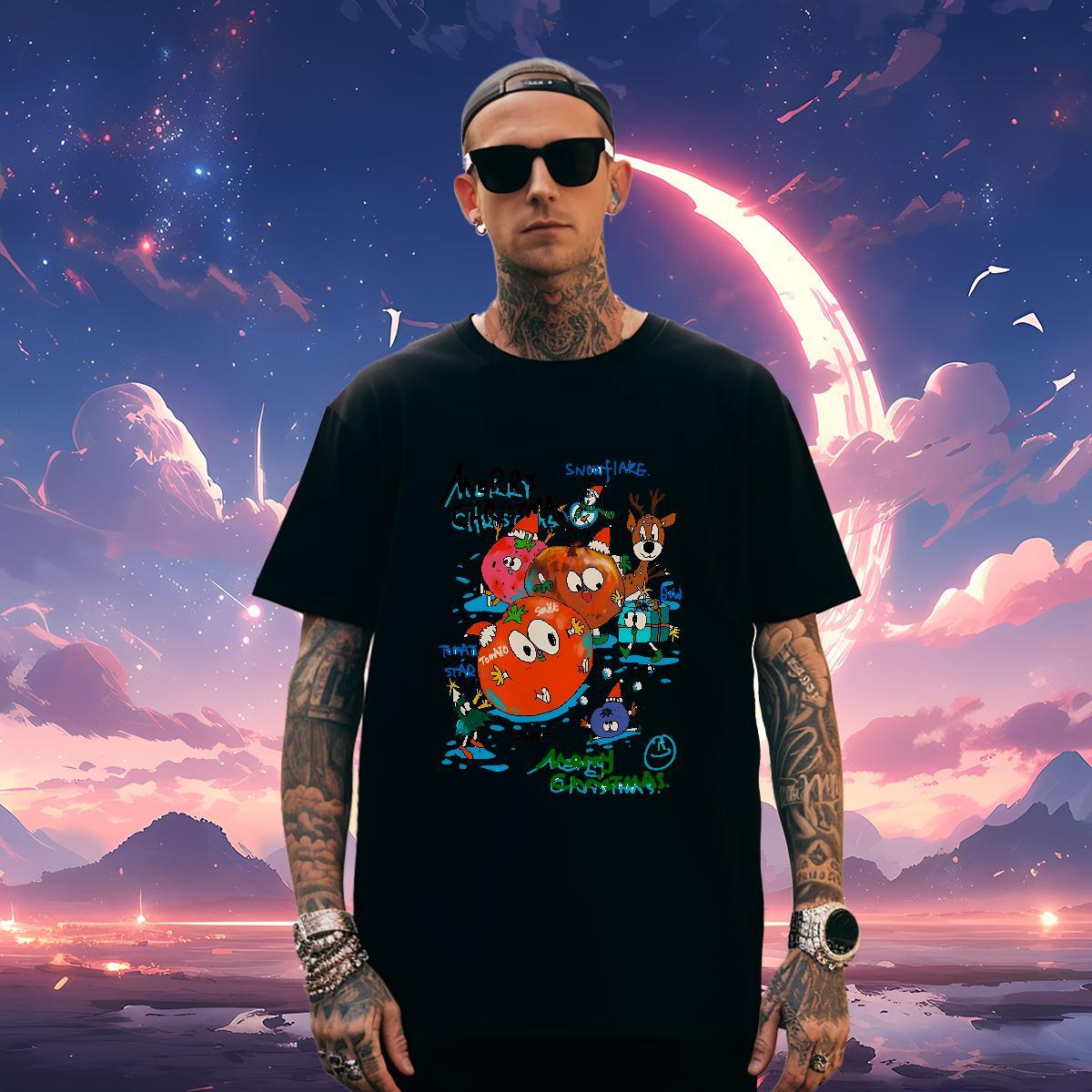Man T Shirts 230g Pure Cotton cartoon Home Outdoor Round Neck Short Sleeve Plus Size Custom Couples T Shirts 2024 High Quality Wear