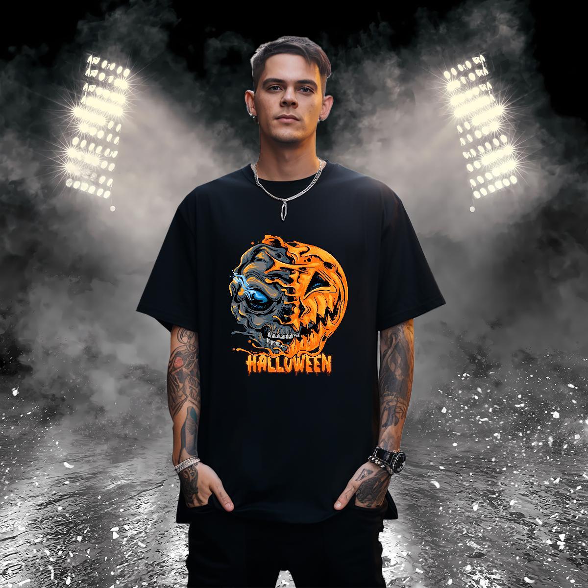 Cool Design Man T Shirts pumpkin O Neck Short Sleeves Street Custom Printing 100% Cotton 230g Men Tshirts Fashion Designer Clothes