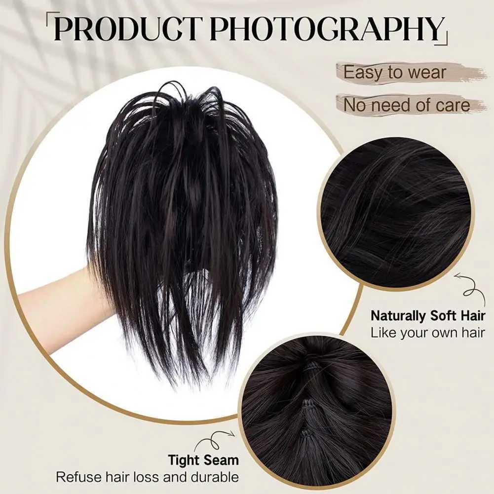 Messy Bun wig claw clip natural silk high-temperature fiber hair extension womens short ponytail artificial hair W240817