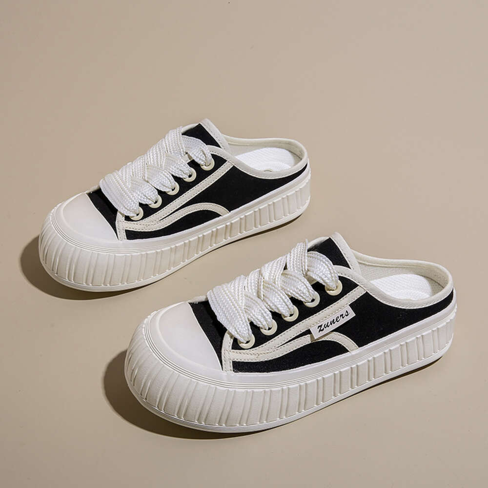 Ddmysports Canvas For Women Spring New Student Korean Edition Instagram Versatile Thick Sole Alf Slipperboard Casual Shoes TP OUTDOOR