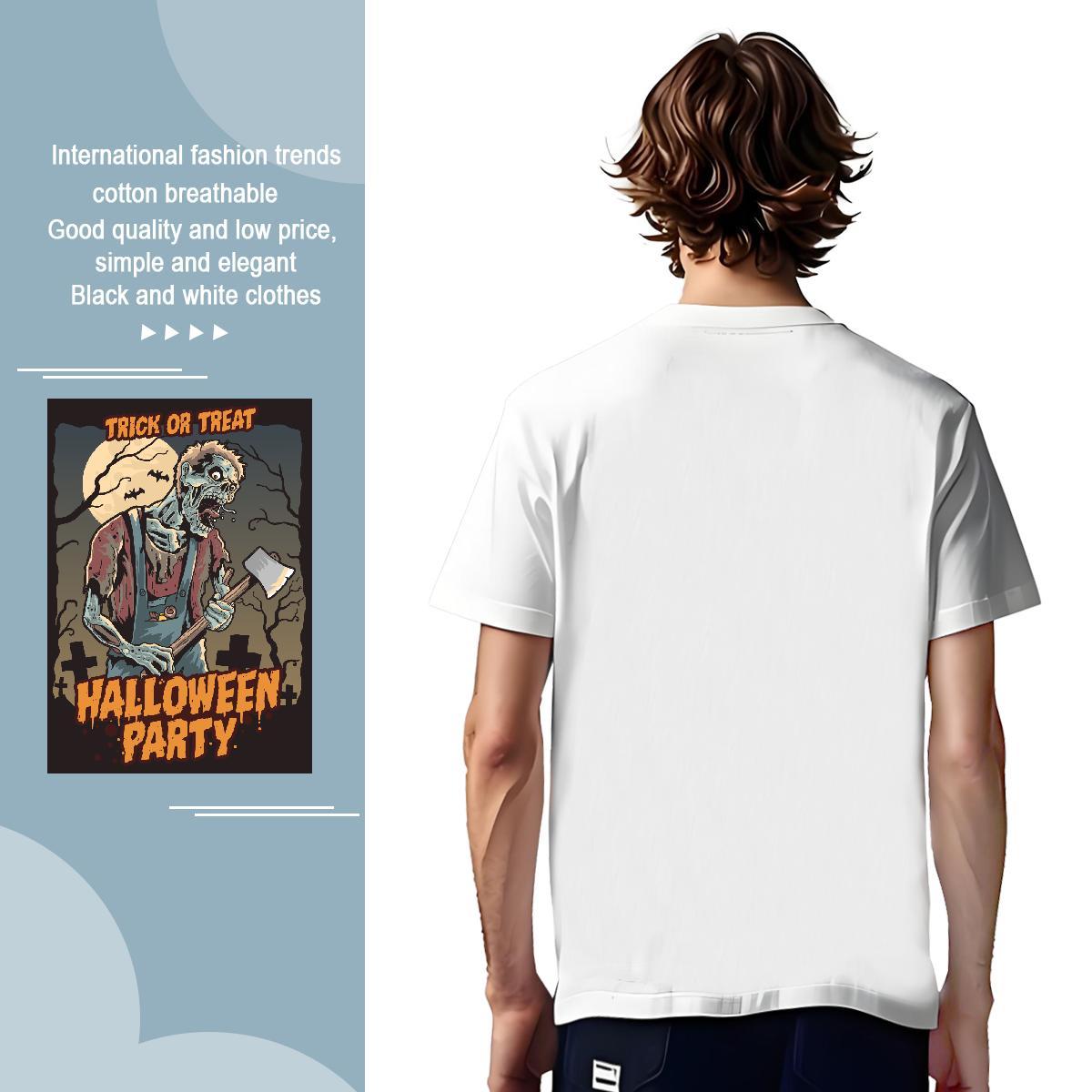 Comfortable T Shirts Men halloween Breathable Short Sleeve Street Casual Black Oversized 230g 100% Cotton Men Tees Custom Tops Tees