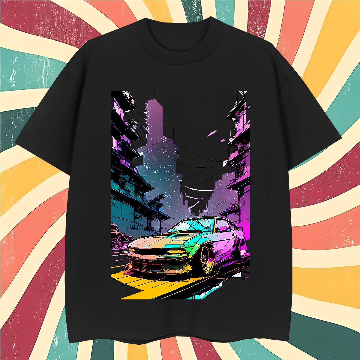 Cool Design car 230g Cotton Men Tees Sport Crew Neck Man T Shirts Wholesale Anime Print Tops Shirt