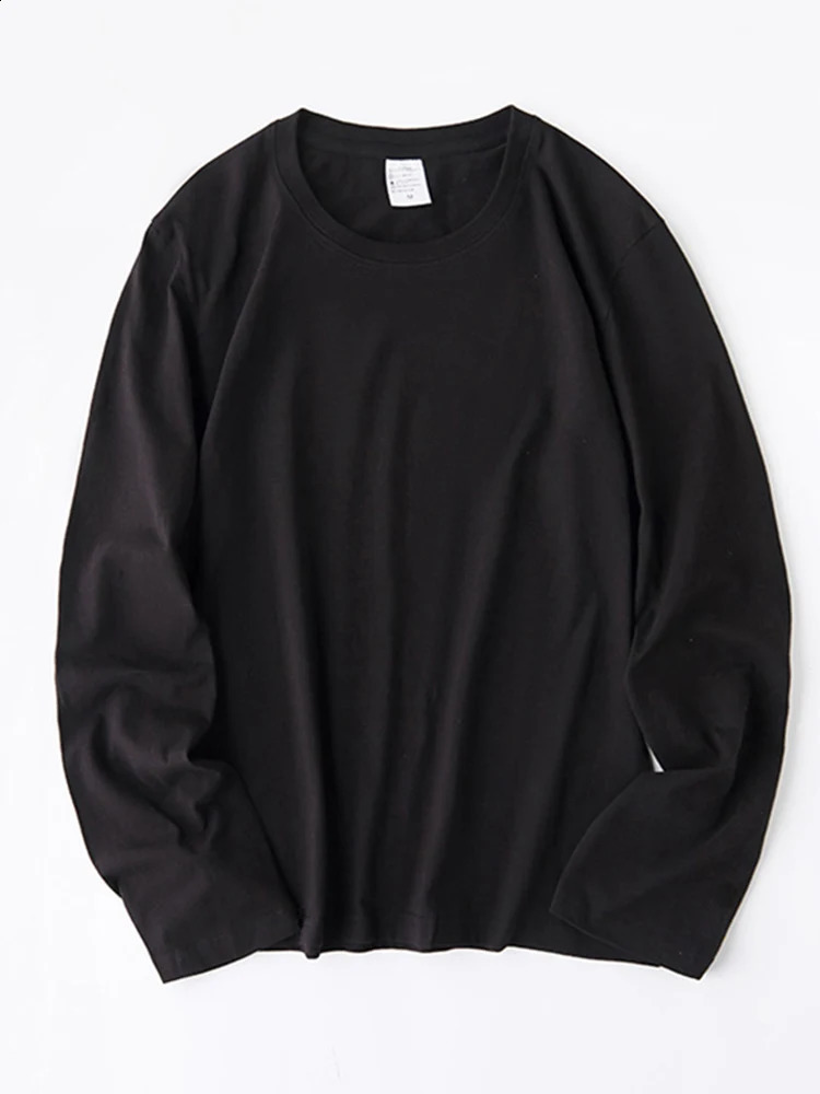 Women O-neck Long Sleeve T shirts Lady White Cotton Tops Female Soft Casual Tees Womens Black T-shirt 240820