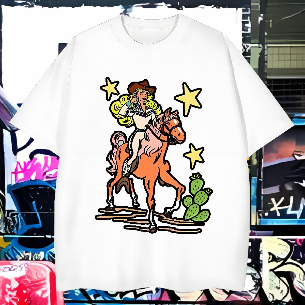 Cool Design Mens T Shirts horse Round Neck Short Sleeve Daily Outfit Custom Anime 230g 100% Cotton Men Tops Tees DIY Top Tees