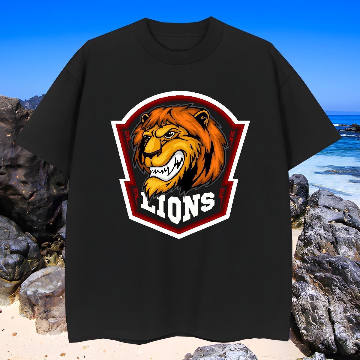 Designer T shirt lion Short Sleeve O-Neck Casual Beach Cartoon Printing L-4XL 230g 100% Cotton Men Tshirts 2024 New Top Tees