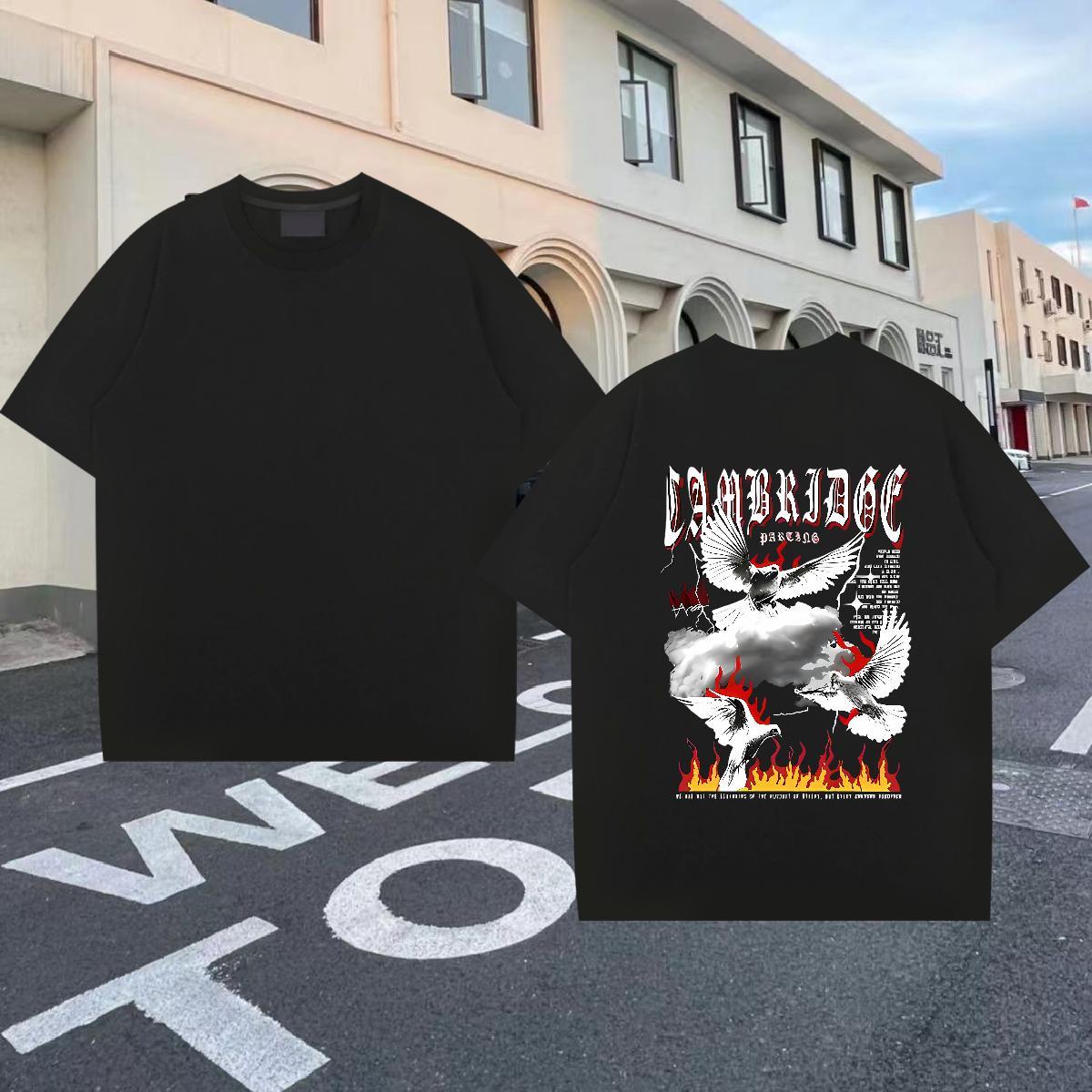 2024 DIY Couples T Shirts eagle Home Outdoor 230g Pure Cotton Wear Breathable Crew Neck Wholesale T-Shirts for Men Oversized 4XL