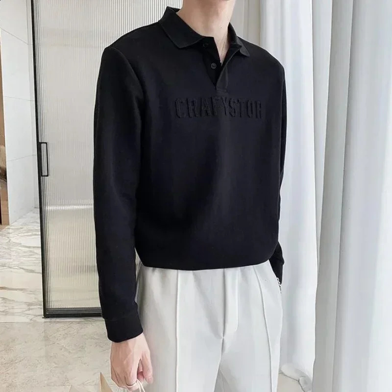 Top Printed Letter T Polo Shirt for Man Sweatshirts Mens Clothing White Unicolor Plain Long Sleeve A Harajuku Fashion Social It 240820