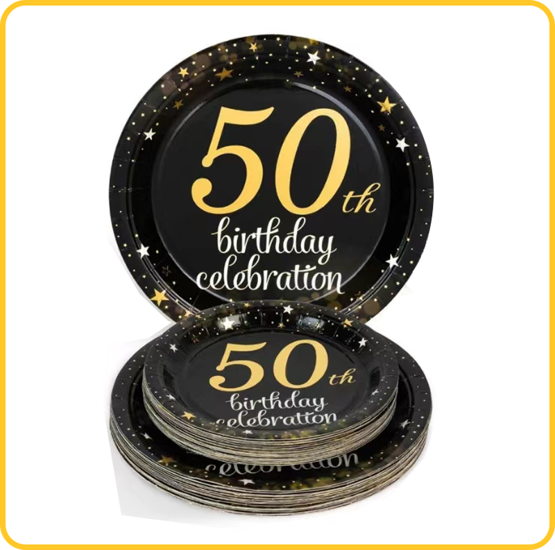Birthday party supplies 50 retirement themed party table covers, disposable plates, napkins, paper cups